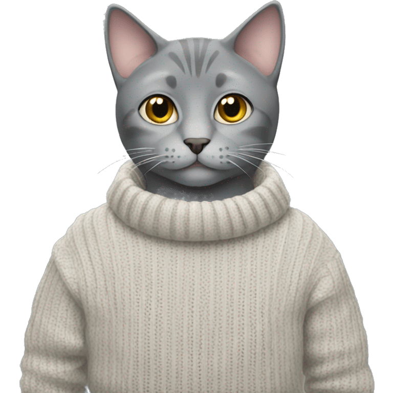 Grey cat with a sweater  emoji