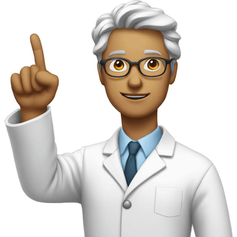 Scientist pointing hand up emoji