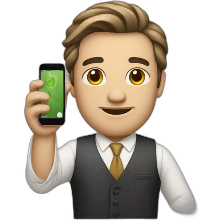 A rich man holding an iphone emoji