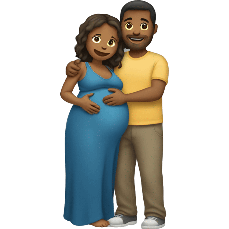 Pregnant woman hugging man emoji