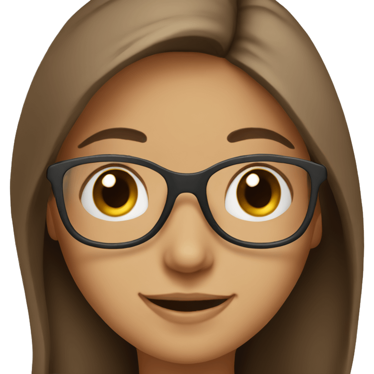 A girl from Dubai with brownish long hair wearing glasses smiling emoji