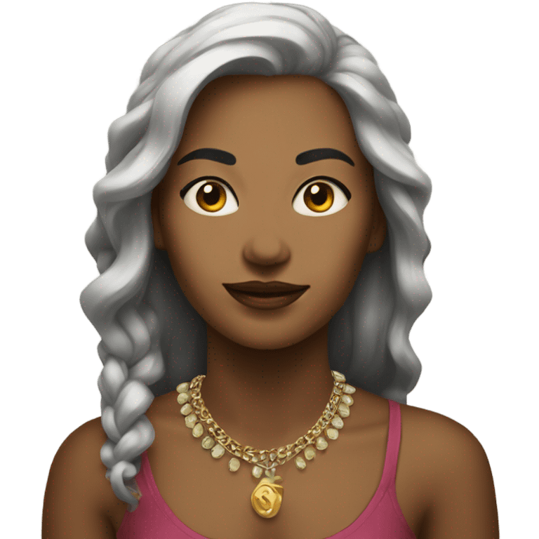 Female portrait with necklace indoors emoji