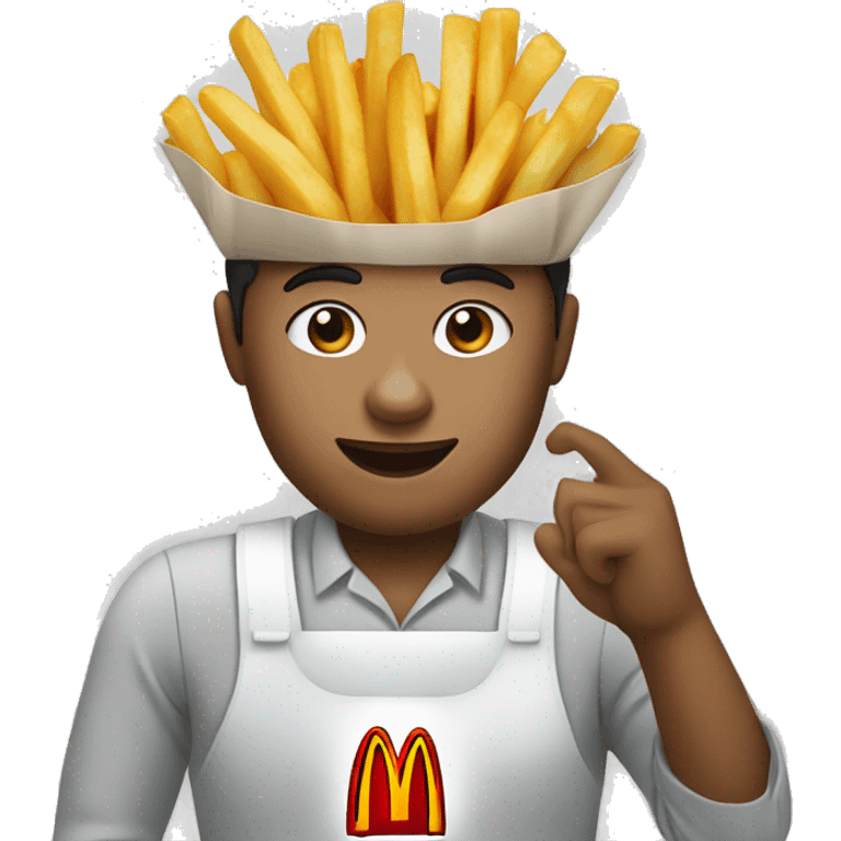 white skin mcdonalds worker putting the fries in the bag emoji