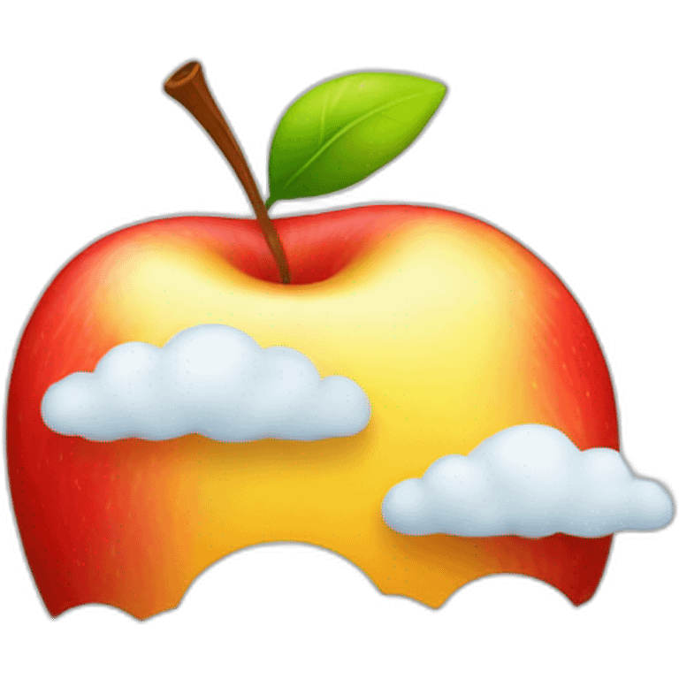 An apple sleeping on the cloud emoji