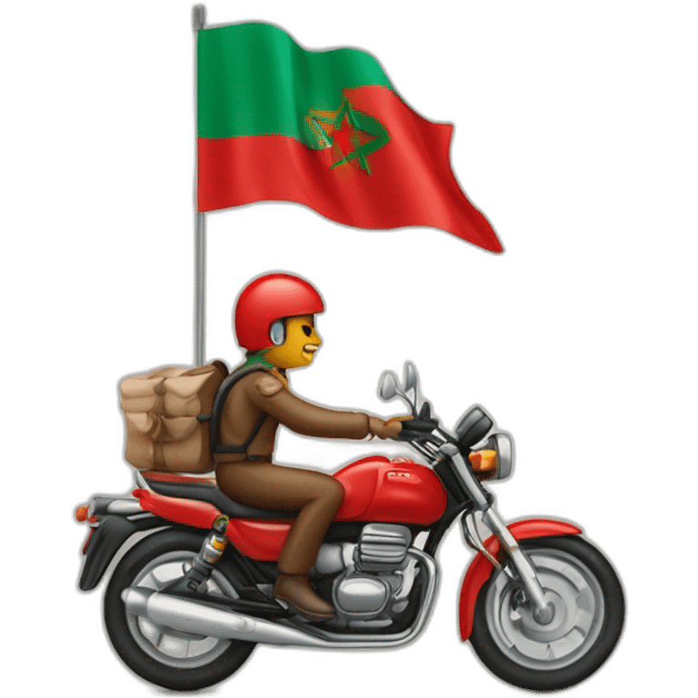 quelqu'un sur une moto avec le drapeau du Maroc derrière emoji