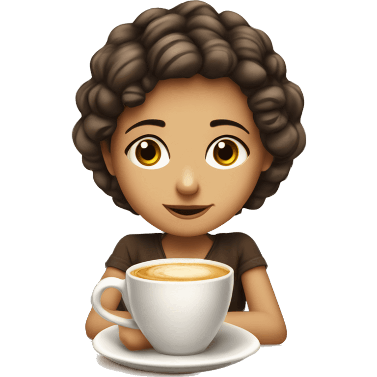 niña con pelo cafe  largo y lacio con volumen ojos cafes edad 12 conflicion delgada emoji