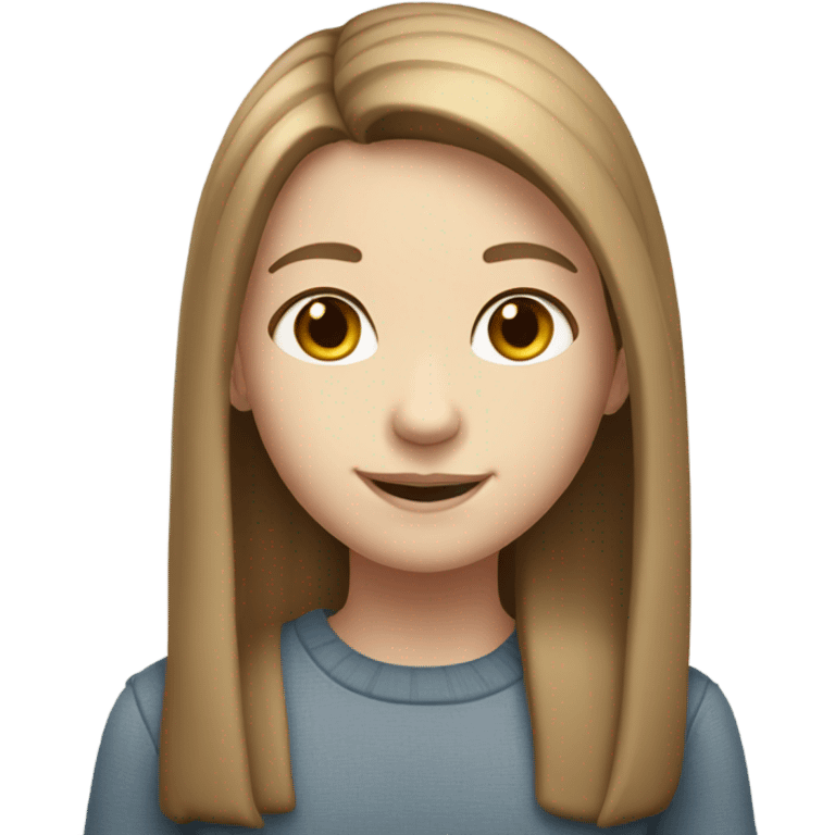 smiling head of a young girl with pale skin, long brown hair and a straight parting emoji