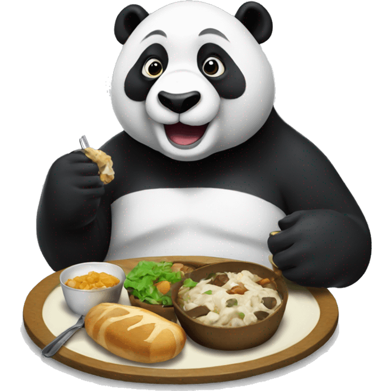 a panda eating a full meal emoji