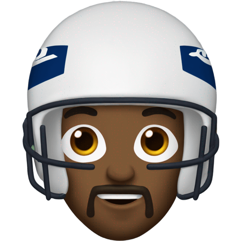 Black man with goatee & low cut beard eating a chocolate chip muffin wearing a Colts football helmet  emoji