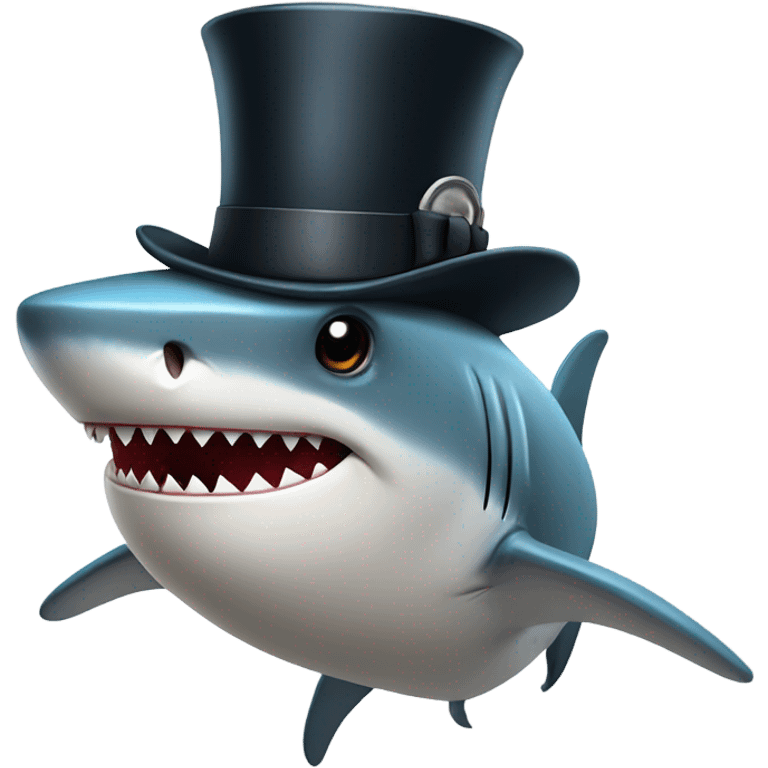 Shark with a top hat emoji