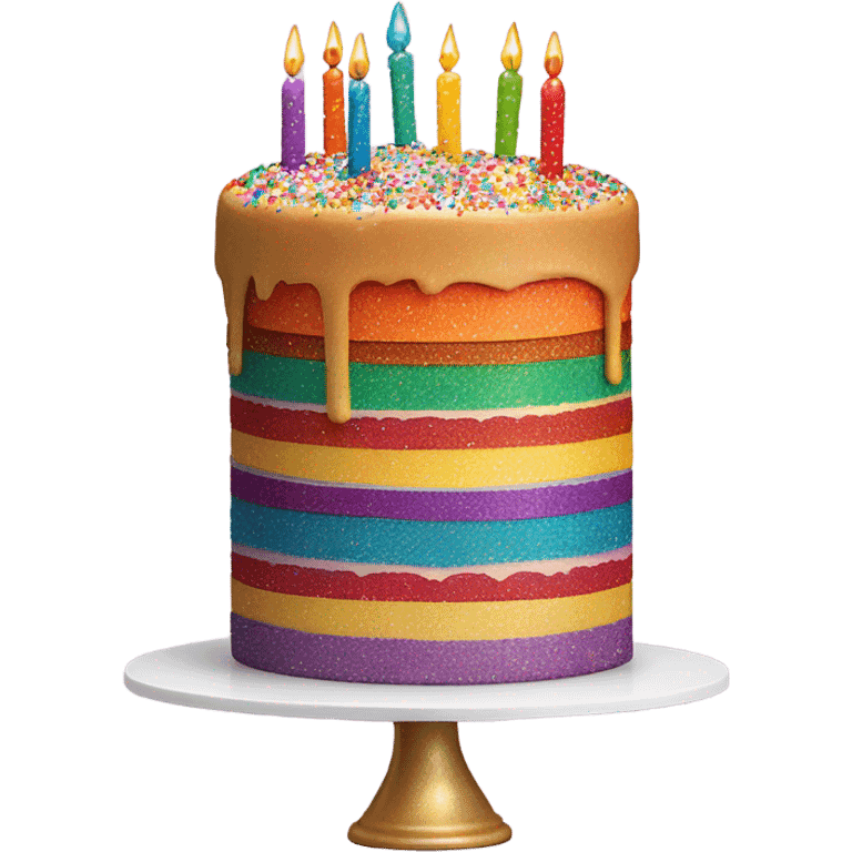 Sparkling rainbow birthday cake emoji