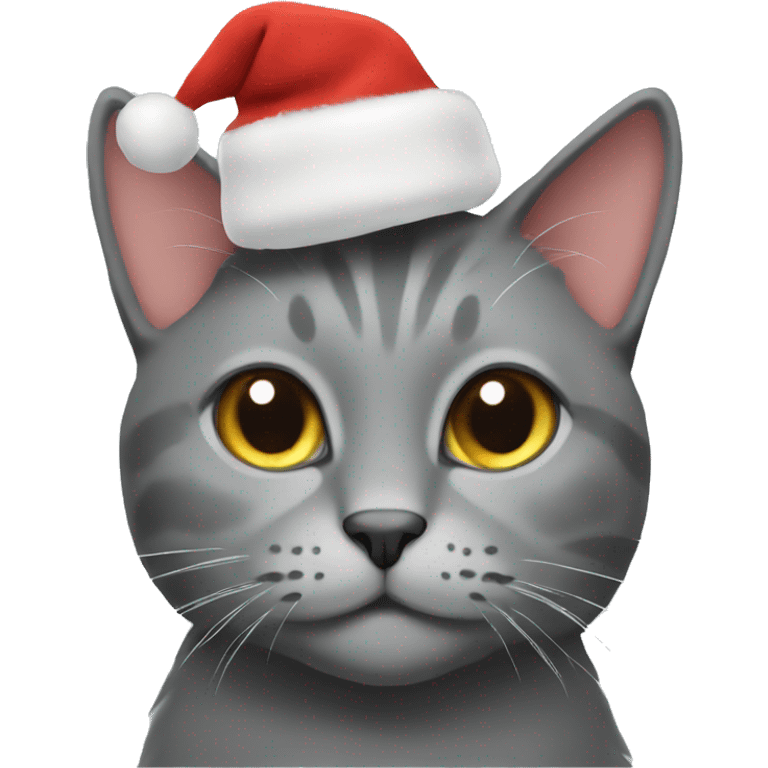 Grey cat wearing a christmas cap emoji