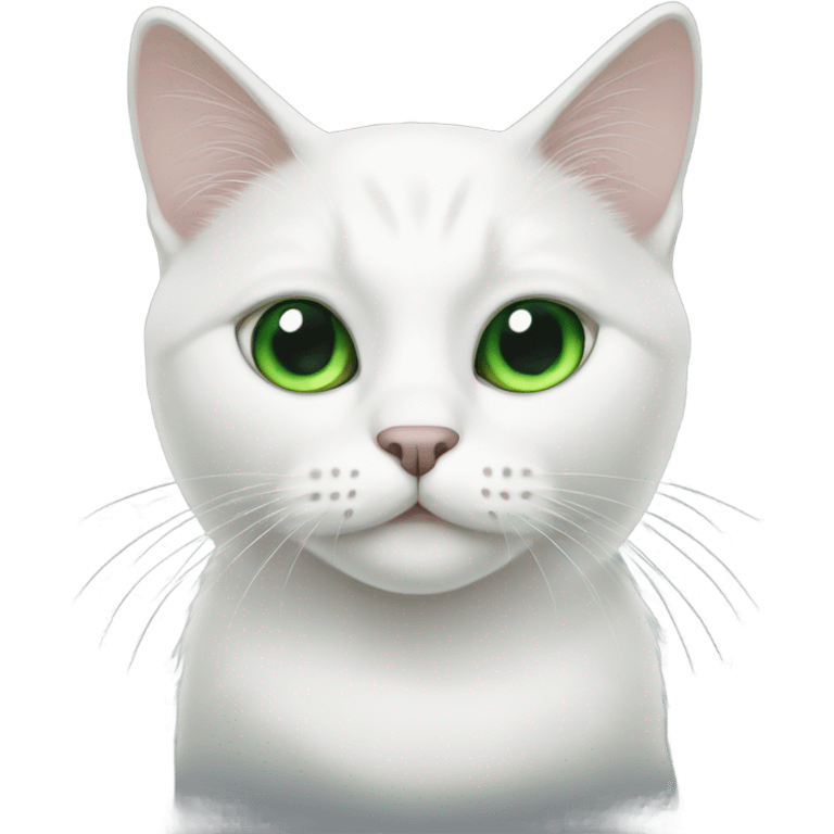 white cat with green eyes and black nose emoji