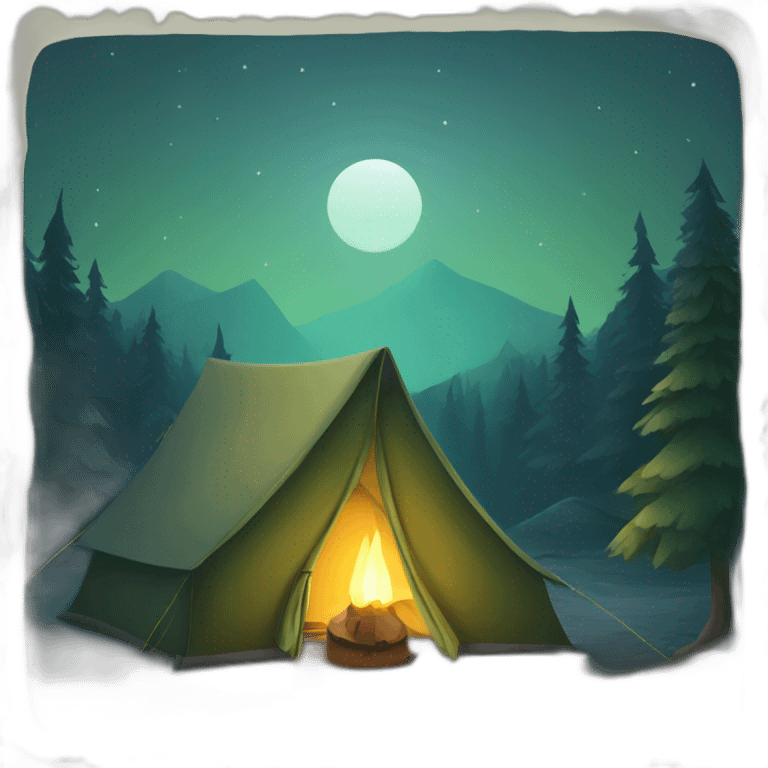 night camp with tent emoji