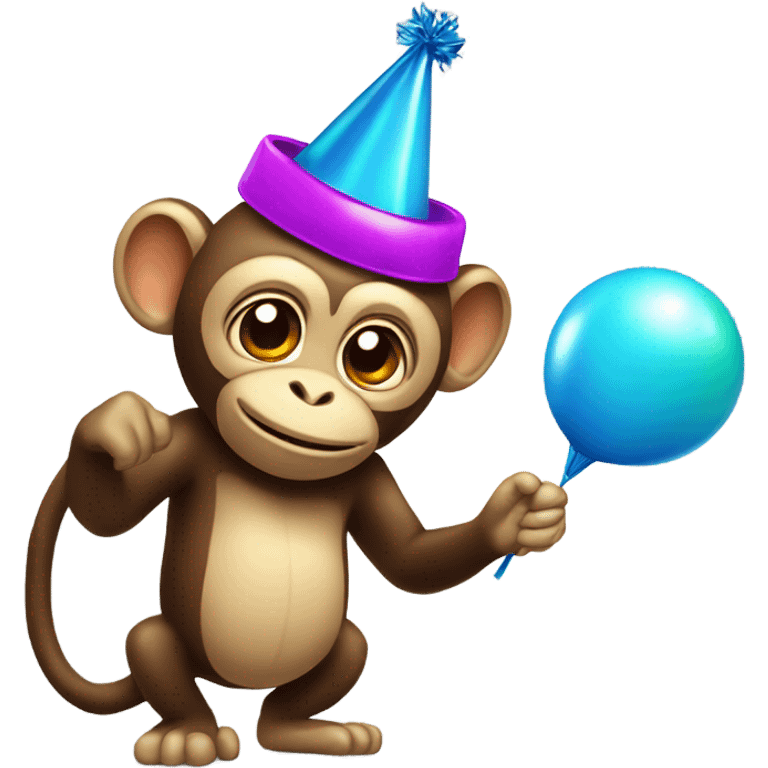 Party monkey with a party hat and a party popper emoji