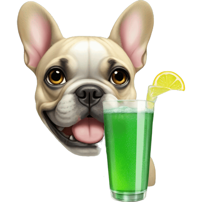 French bulldog drinking sprite emoji