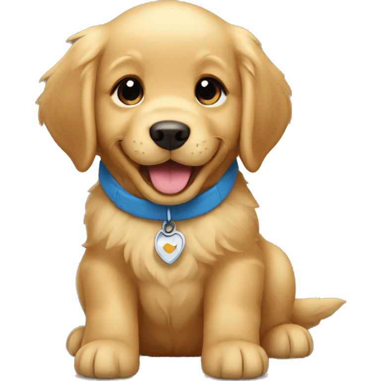 Golden retriever puppy smiling emoji