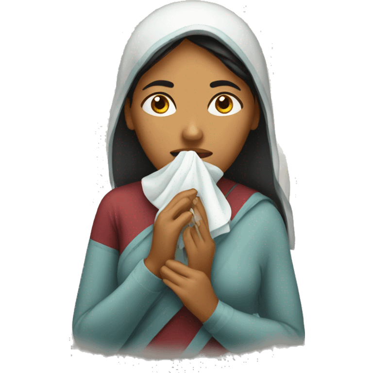 an indian woman sick with the flu emoji