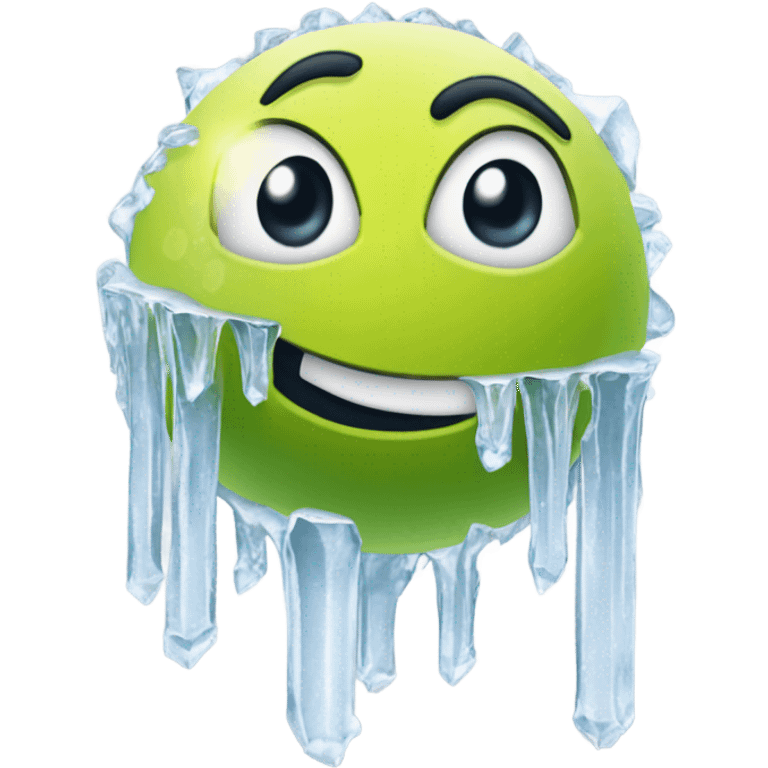 Frozen tennis ball with icicles emoji