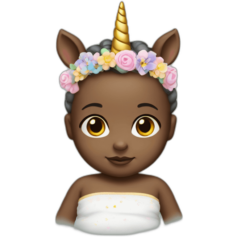 Newborn with unicorn headband emoji