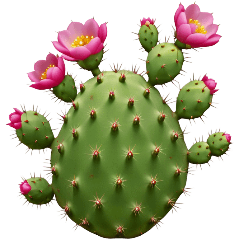 Prickly pear cactus with flowers, isolated emoji