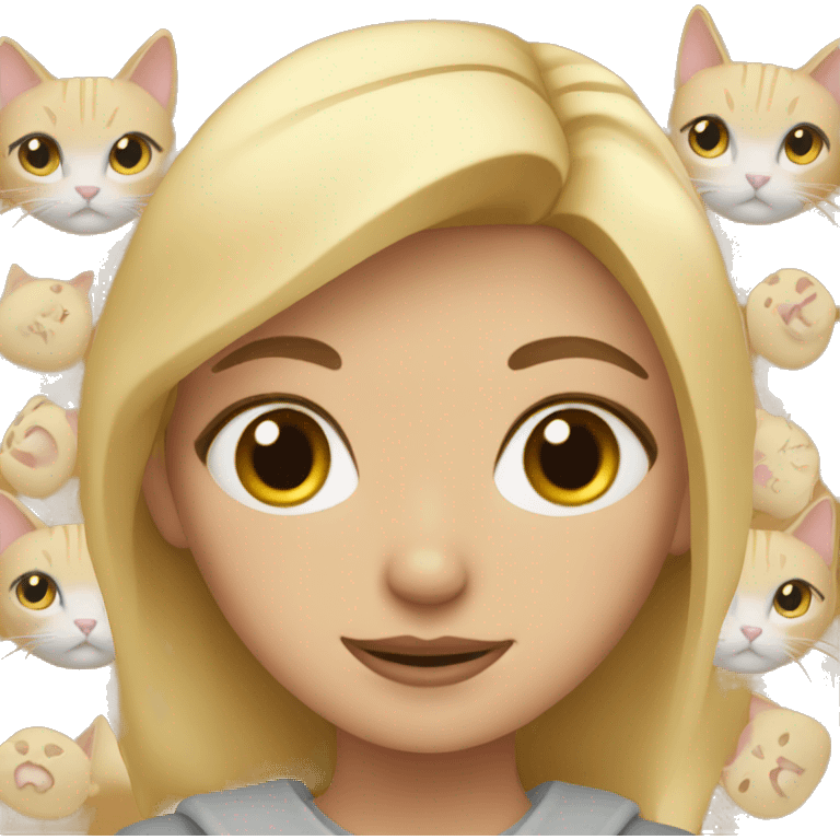 blonde girl with three cats emoji