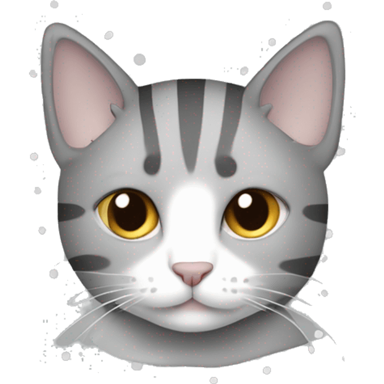 cute gray cat striped and dotted color emoji