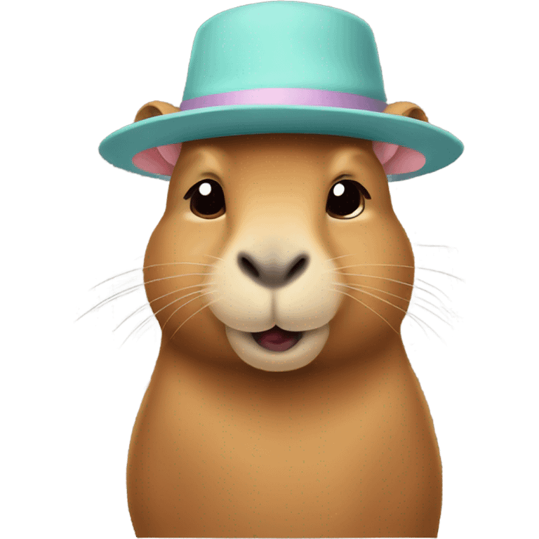 capybara in a hat with bunny ears emoji