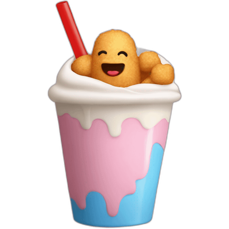 Tater tot drinking a milkshake emoji