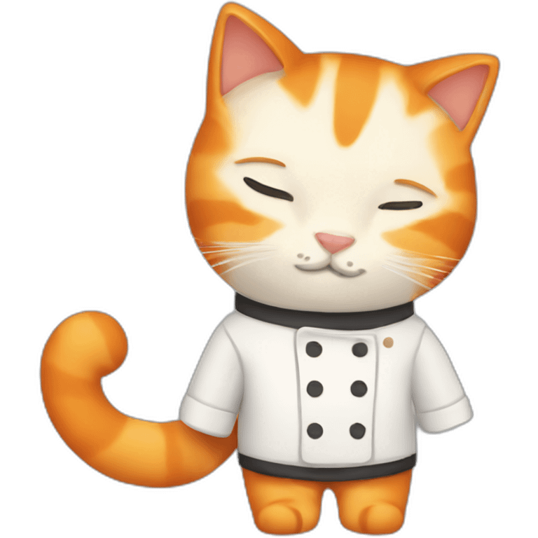 sleepy orange cat with chef attribute emoji