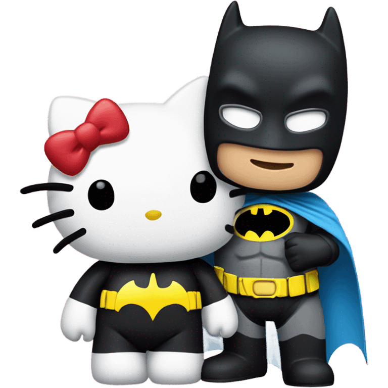 Hello kitty and Batman in love emoji