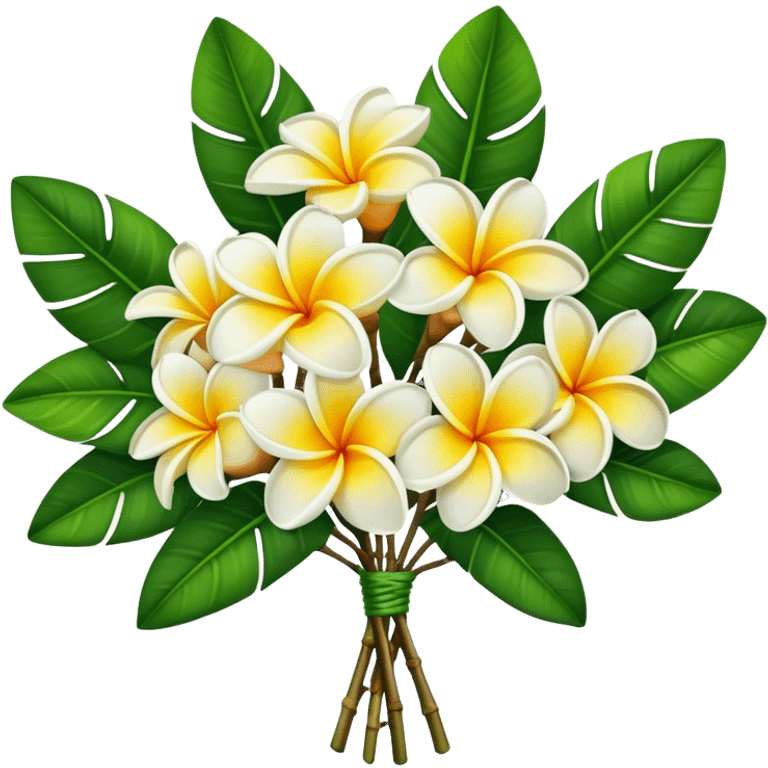 Frangipani super big bouquet, stem, leaf, more  emoji