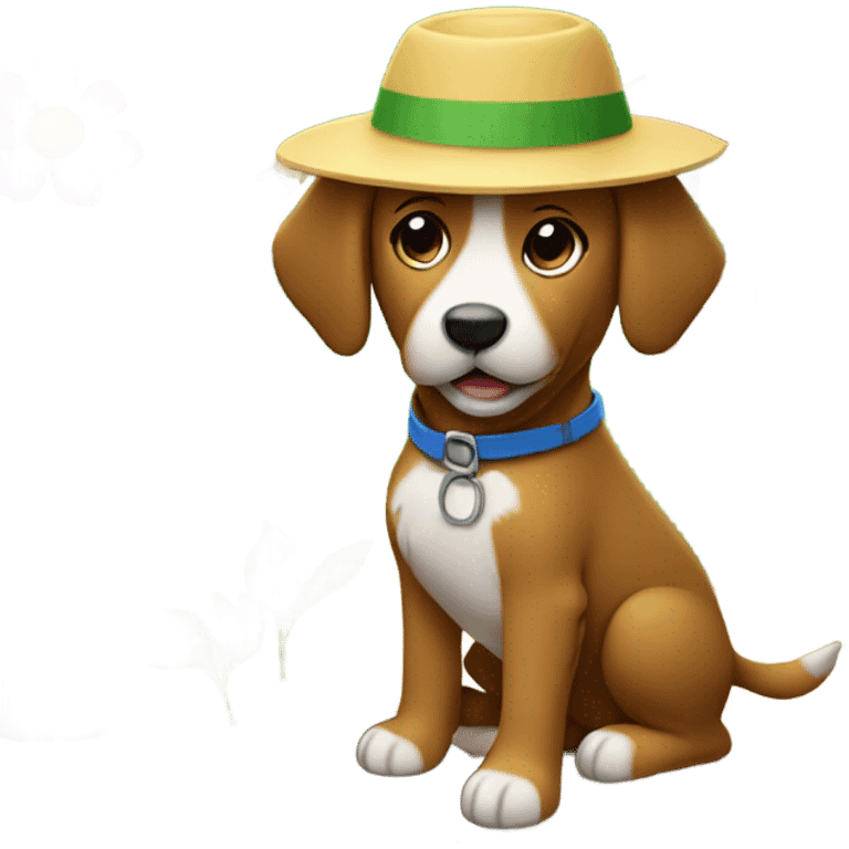 Dog landscaper planting flowers emoji