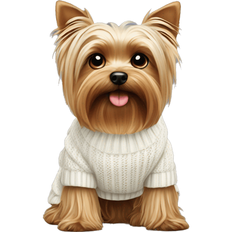 Yorkshire terrier cute dog in white sweater  emoji