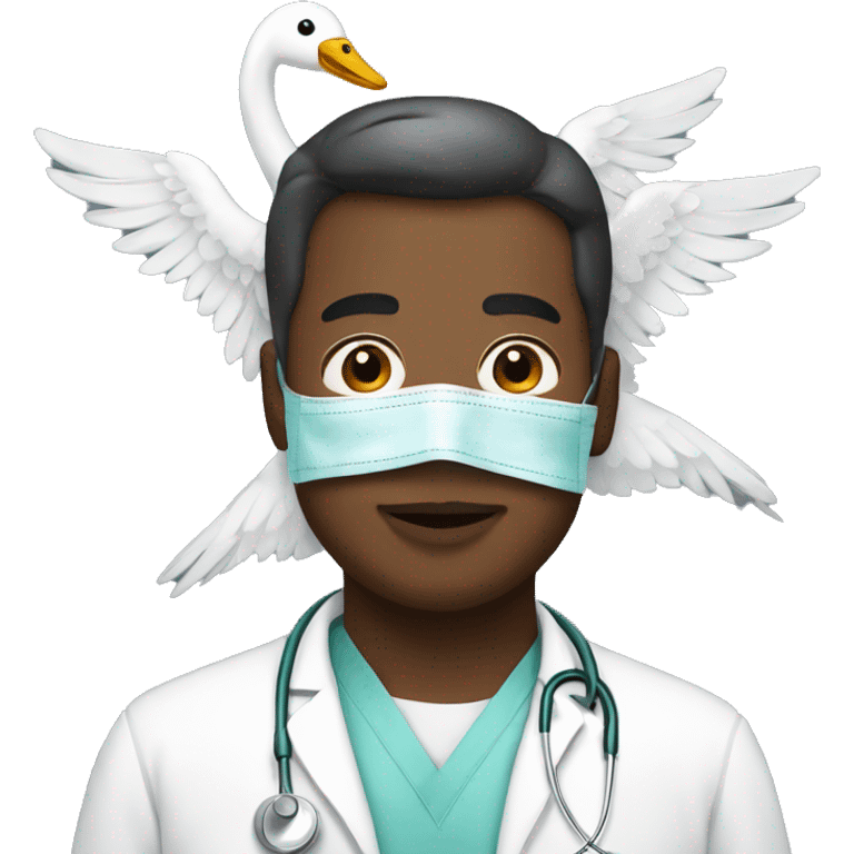 a surgeon with white wings from a swan emoji