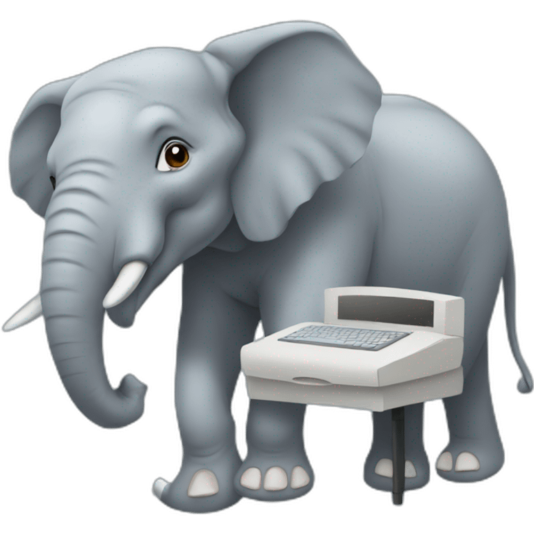 elephant with computer emoji