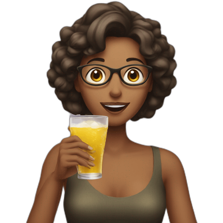 woman drinking win emoji