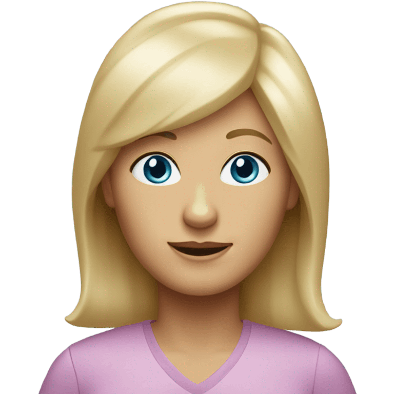 Blonde light blue eyes 55 woman no part or partial part in hair some floppy bangs emoji