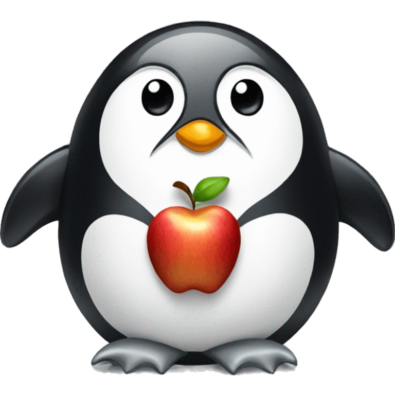 penguin eating an apple emoji