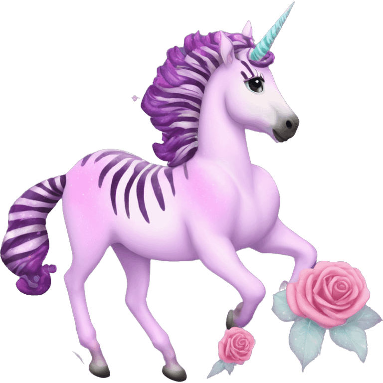 Zebra sparkling nebula unicorn Pegasus collage roses emoji