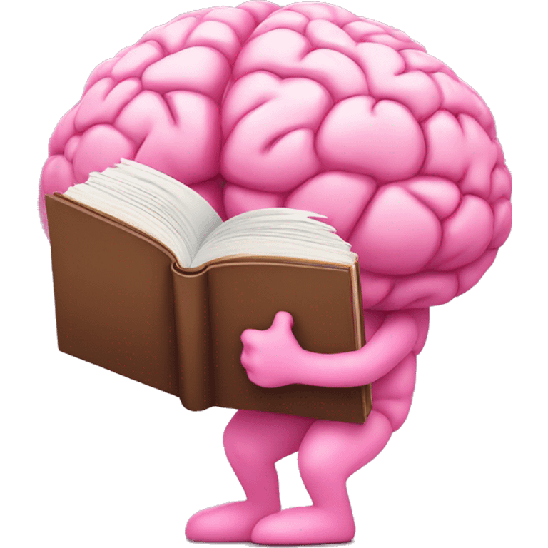 the pink brain is holding a book emoji