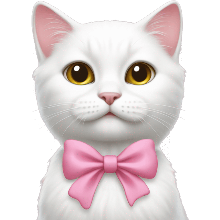 white cat pink bow emoji