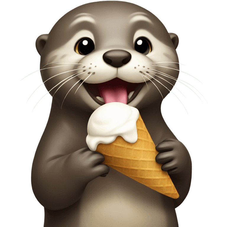 Otter eats icecream emoji