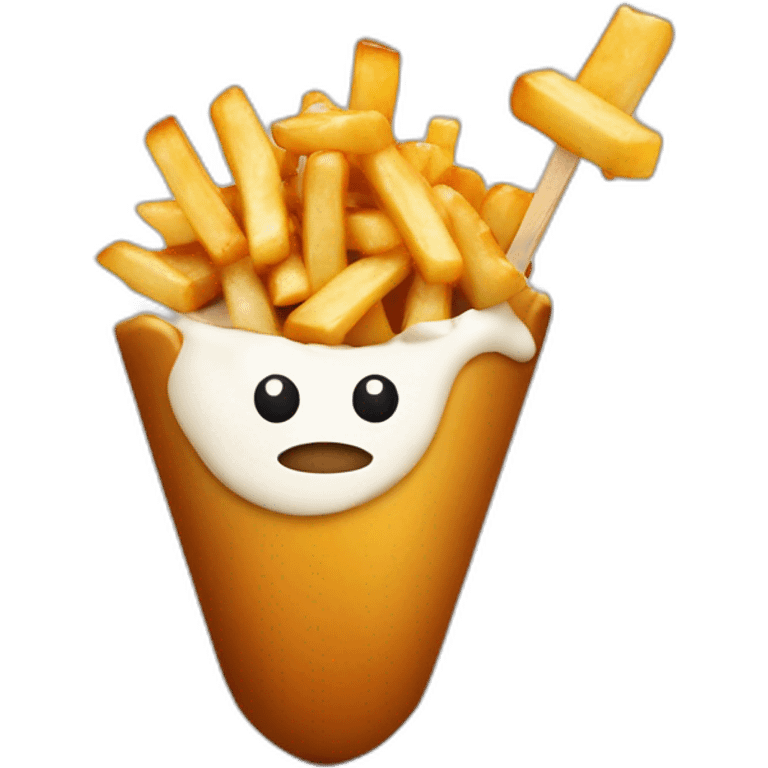 poutine avec une sucette dans les mains emoji