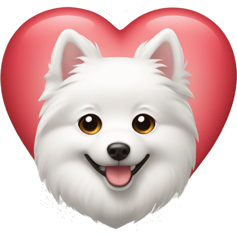 japanese spitz dog with heart emoji