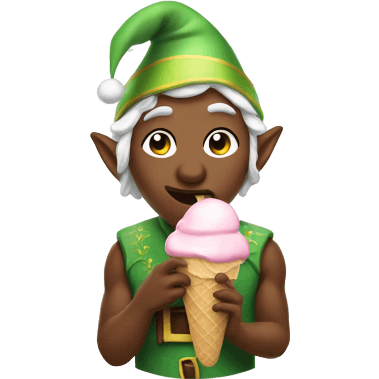 Elf exotic eating ice cream emoji