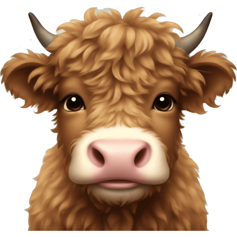 brown fluffy baby scottish cow with a small bow on head emoji