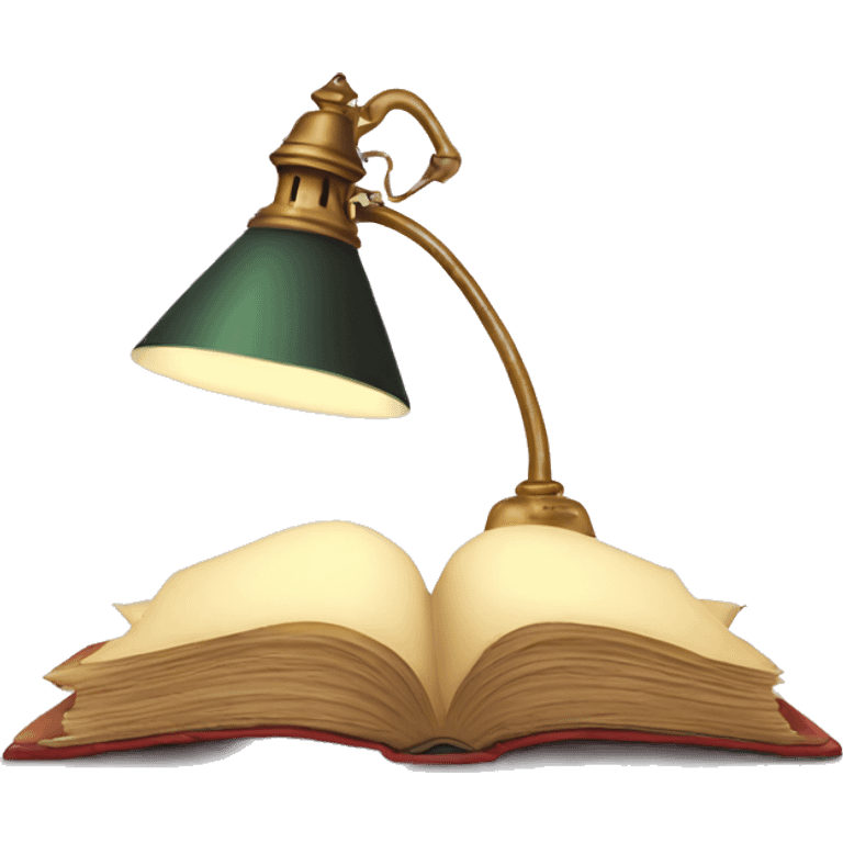 vintage lamp with open book emoji