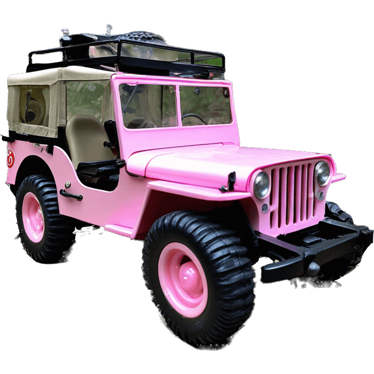 1/10 size jungle tour 1942 Willy’s pearly pink check jeep crawler with installed winch  emoji