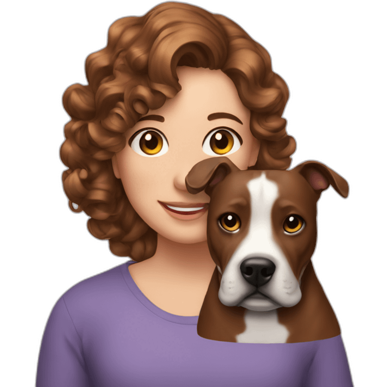 Family photo girl with curled hair and staffy dog emoji